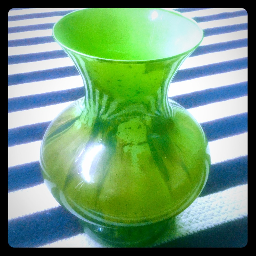 Z Gallerie Bright Green Metallic Glass Art Vase